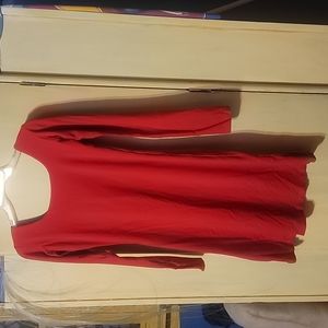 Deep scoop neck red dress